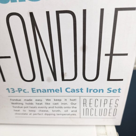 Cuisinart 13 Piece Enamel Cast Iron Fondue Set 1.5 Qt NWT - Picture 3 of 6